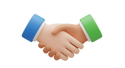 Modern 3D handshake illustration showing cooperation and agreement between diverse partners