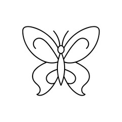 Outline drawing of butterfly on transparent background