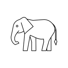 Outline drawing of an elephant on transparent background