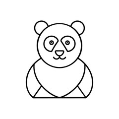 Outlined cartoon panda drawing on transparent background
