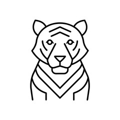 Linear illustration of tiger on transparent background