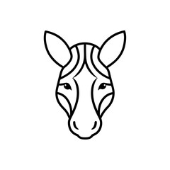 Stylized zebra head outline on transparent background