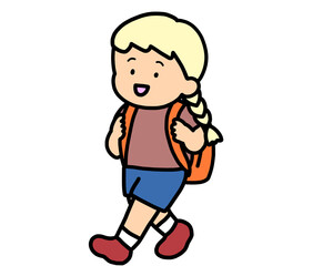 歩いて帰る金髪の女の子