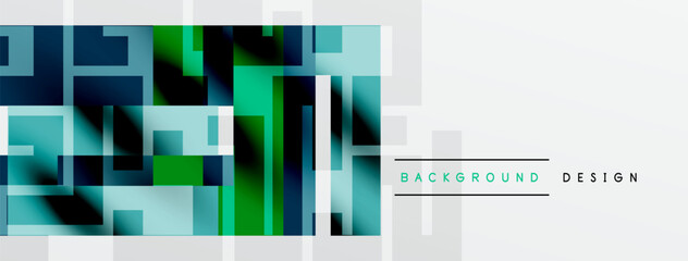 Abstract geometric pattern. Blue, green hues blend, creating modern design. Minimalist style with rectangular shapes, gradients.