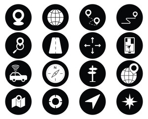 Navigation & Map Icon Set — Flat and Stroke Vector Symbols for Location, Tracking, and Travel Planning