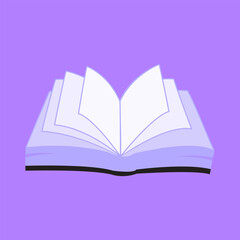 Minimalist open book illustration in flat vector design, ideal for education, reading, and knowledge concepts.
