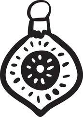 Christmas Ornament Line Art Sketch, Hand Drawn Minimalist Holiday Decoration, New Year Bauble Illustration, Winter Festive Design, Outline Drawing of Christmas Ball, Simple Elegant Contour Artwork