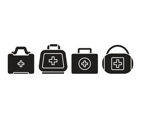 first aid kid and bag icons vector illustration