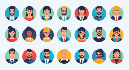Diverse professional team avatars showcasing a modern, inclusive workplace for dynamic business presentations and team building