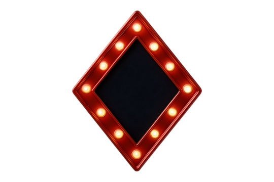 Retro light bulb sign frame isolated on transparent background