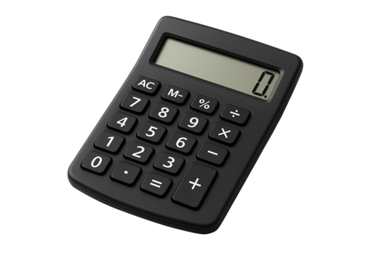 Simple black calculator isolated on transparent background