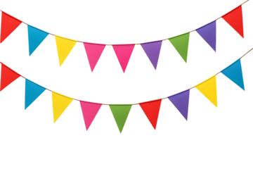 Colorful festive bunting isolated on transparent background