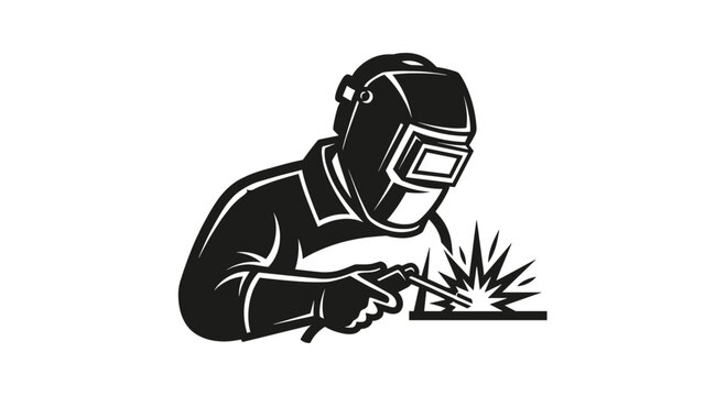 Skilled welder in protective gear creating sparks with torch, symbolizing industrial craftsmanship and precision manufacturing