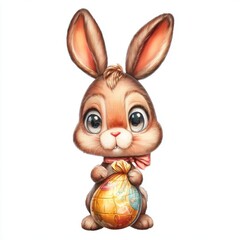 Charming Easter bunny with golden egg ready for joyful spring celebrations