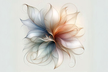 Delicate white abstract flower with soft lines and light shades, symbolizing purity and calmness.