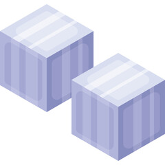 Two Cubes Geometric Shapes Light Purple Isometric View Transparent Background Clean Simple Design