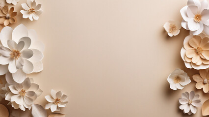 white flower frame on wooden background