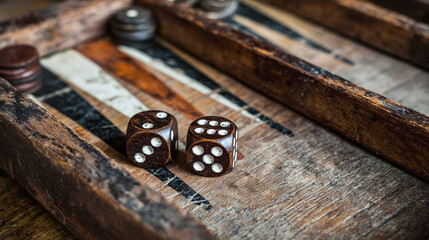 Backgammon game with two dice