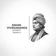 Illustration of swami vivekananda jayanti, celebrated on january 12, isolated on white background a tribute to the indian hindu monk and philosopher