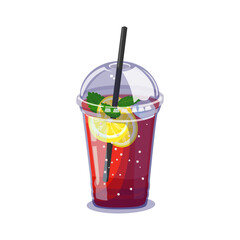 Cold lemon mint soda with ice cubes and bubbles in a transparent cup perfect for summer, drink, or refreshment illustrations.