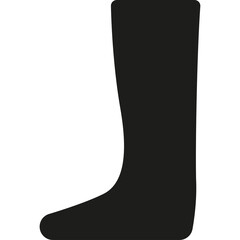 Black silhouette of a tall sock isolated on a transparent background showcasing its simple shape and design perfect for graphic and fashion applications