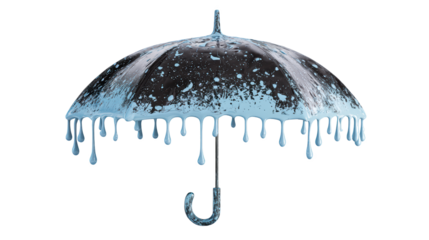 Umbrella Covered in Melting Blue Paint