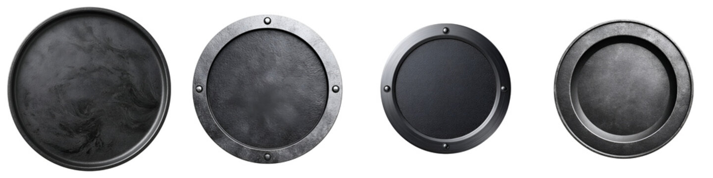 Grunge Metal Round Signs Collection on White