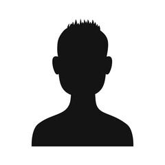 Black Silhouette Profile Icon Of A Person With Spiky Hair And Broad Shoulders On A Transparent Background Representing A Generic User Or Profile Picture