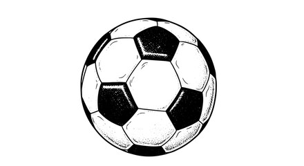Obraz premium Detailed Sketch of a Soccer Ball Game, Artwork for Sporting Event Promotion, Championship Celebration, Modern Graphic Design, Black and White Illustration for Website, Presentation, Education, Trainin