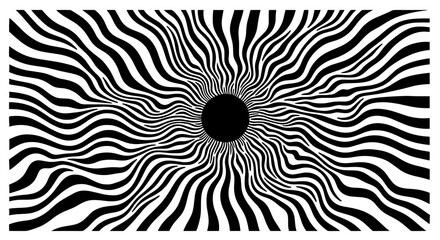 Abstract Optical Illusion Pattern Creates a Hypnotic and Dynamic Visual Effect for Modern Design Projects, Posters, and Artistic Backgrounds, Featuring High Contrast Black and White Waves Suggesting M