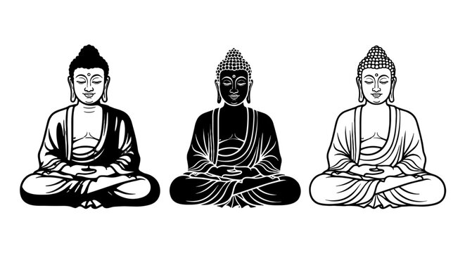 Serene Buddha Meditations: Spiritual Enlightenment and Inner Peace in Asian Culture – Contemplative Zen Illustrations for Wellness, Religion, and Mindfulness Practices, Ideal for Meditation Guides, Ho