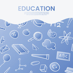 Naklejka premium Education blue background gradient banner. Vector illustration