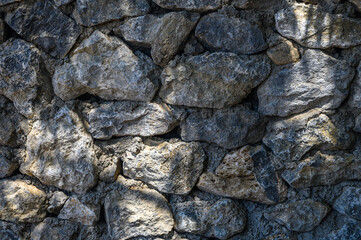 Rough stone masonry close-up background