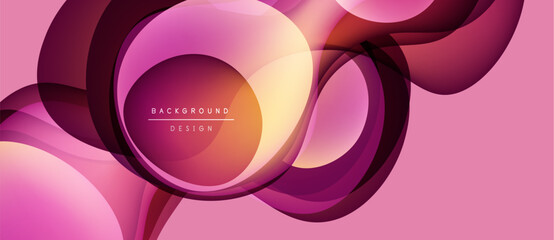 Abstract pink background. Overlapping shapes create dynamic visual flow. Gradient colors suggest depth, modern design aesthetic.