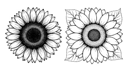 Detailed Sunflower Illustrations for Botanical Design and Natural Beauty Projects: Featuring Floral Motifs, Organic Agriculture Art, Summer Garden Elements, Eco-Friendly Designs, Nature-Inspired Graph