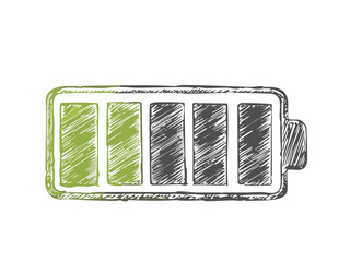 Battery Charge Level Icon – Hand Drawn Vector of Power Indicator for Energy, Technology, and Device Design