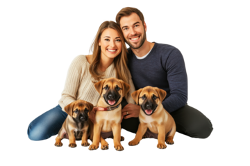 Free photo couple with their dog transparent background