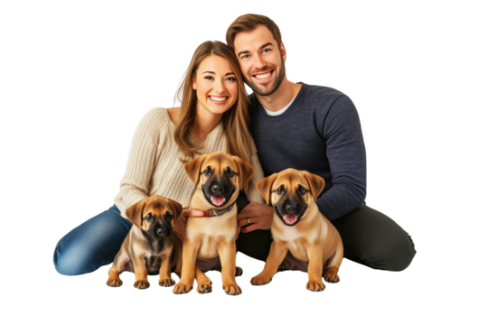 Free photo couple with their dog transparent background