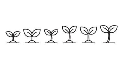 Growth stages seedling icon set plant life cycle stages simple outline graphics silhouette