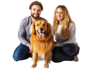Free photo couple with their dog transparent background