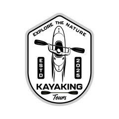 Kayaking adventure logo vector design monochrome black and white