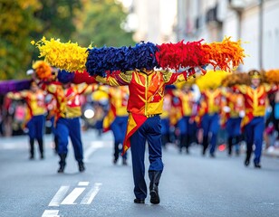 Parade Performers Carrying Colorful Pom-Poms