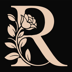 Minimal Monogram Floral Logo Vector