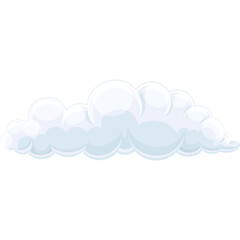Fluffy White Cumulus Cloud Illustration Isolated on Transparent Background Soft Light Pastel Blue Subtle Shading Realistic Digital Art
