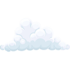 Fluffy White Cumulus Cloud Isolated on Transparent Background with Soft Blue Hues