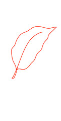 Red leaf outline hand-drawn illustration art