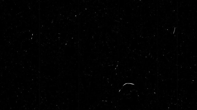 Classic analog television noise Overlay animation,  scattered white static particles over a black background. g old film grain or visual distortion line
