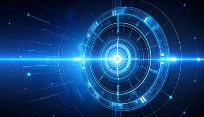 Futuristic digital interface with glowing blue light, embodying modern technology and innovation