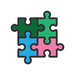Four Jigsaw Puzzle Pieces Colorful Icon Design