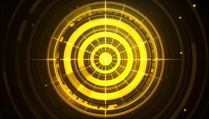 Abstract Golden Geometric Target Background, futuristic concept